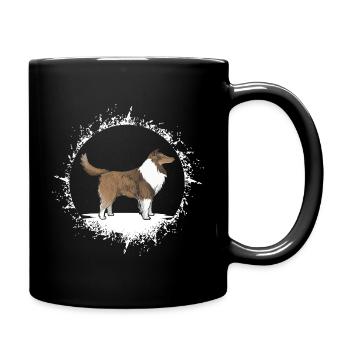 Langhaar Collie Rough Sheltie Shetland Sheepdog - Tasse einfarbig - Schwarz - Rechts