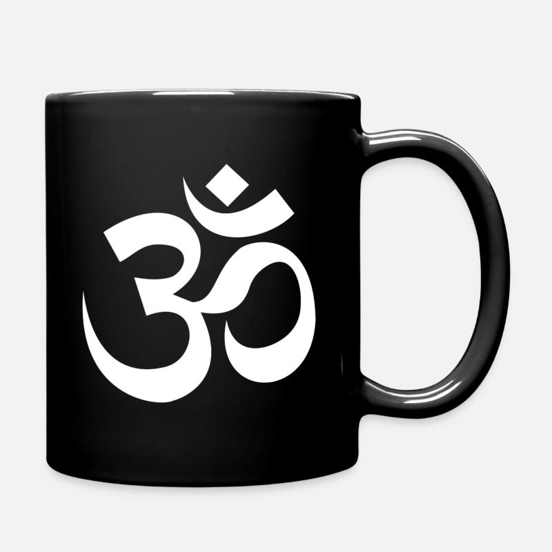 om symbol meditate Buddhism symbol chakra - Full Colour Mug - black