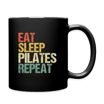 Pilates Eat Sleep Repea Retro - Full Colour Mug - black - Right