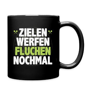 Zielen Werfen Fluchen Dart Dartspieler Darts - Tasse einfarbig - Schwarz - Rechts