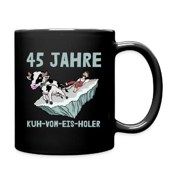 45 Jahre Firmenjubiläum Dienstjubiläum Kuh Vom Eis - Tasse einfarbig - Schwarz - Rechts