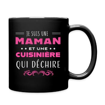 Maman et une cuisinière qui déchire mère humour - Mug uni - noir - Droite