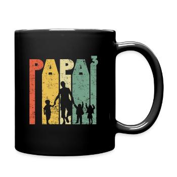 Dad 3 Third Child Baby Retro Vintage - Full Colour Mug - black - Right
