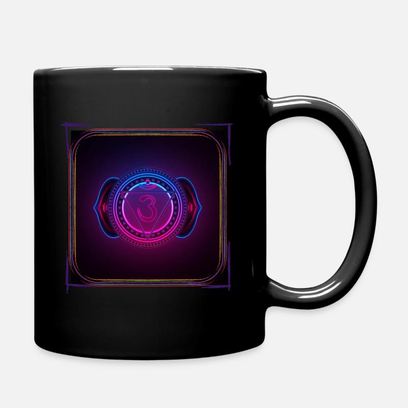Neon Cyber Meditation psychedelisch Om Rave Goa - Tasse einfarbig - Schwarz