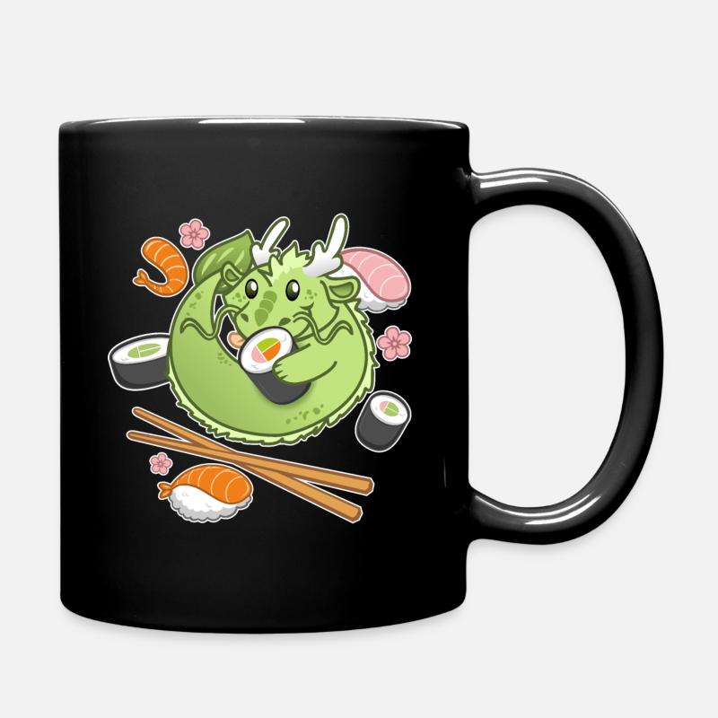 Chibi Sushi-Drache - Tasse einfarbig - Schwarz