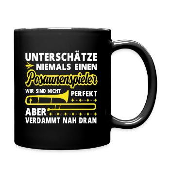 Posaunenspieler Posaune Posaunist Musikinstrument - Tasse einfarbig - Schwarz - Rechts