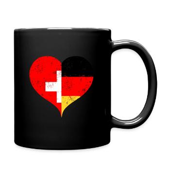 Switzerland Germany Swiss Flag Heart Cross - Full Colour Mug - black - Right