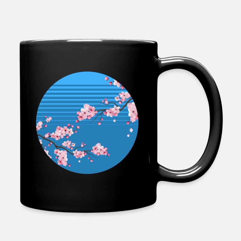 Kirschblüte Japanischer Baum Sakura Retro - Tasse einfarbig - Schwarz