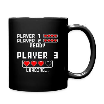 Schwangerschaft verkünden Baby Player 3 Loading - Tasse einfarbig - Schwarz - Rechts