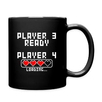 Schwangerschaft verkünden Baby Player 4 Loading - Tasse einfarbig - Schwarz - Rechts