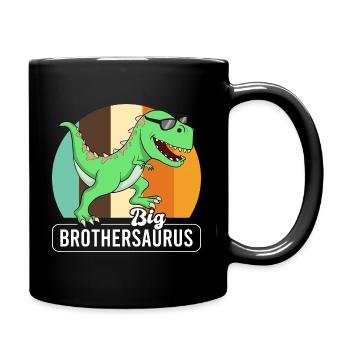 Big Brothersaurus Retro Dinosaur Brother Dino - Full Colour Mug - black - Right