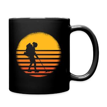 Metal Detector Lady In the Sunset Probing - Full Colour Mug - black - Right