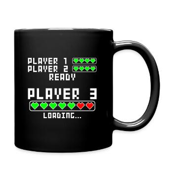 Schwangerschaft verkünden Baby Player 3 Loading - Tasse einfarbig - Schwarz - Rechts