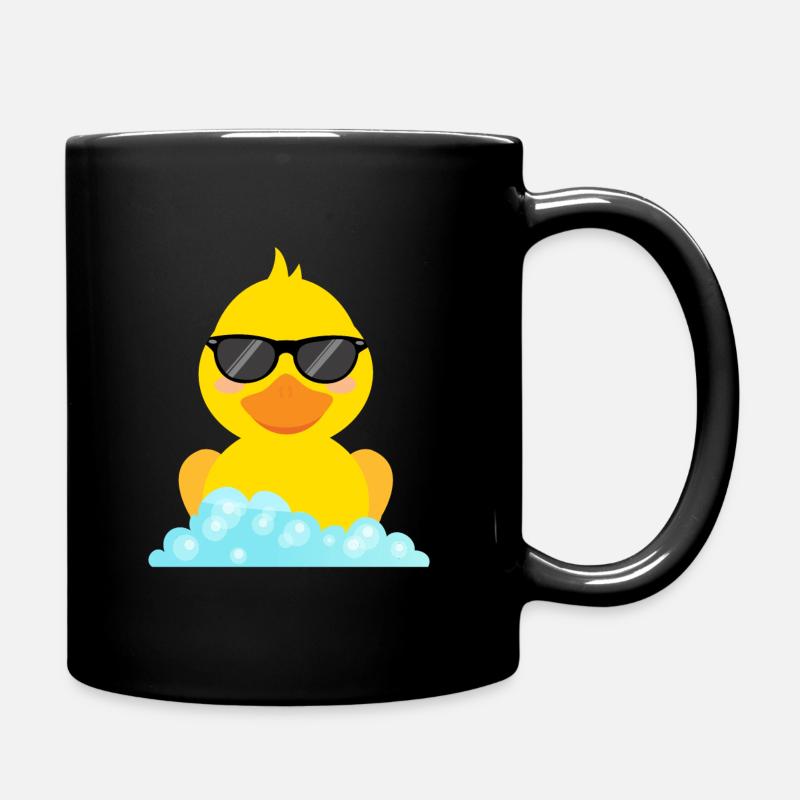 Gelbe Ente Badeente mit Sonnenbrille - Tasse einfarbig - Schwarz