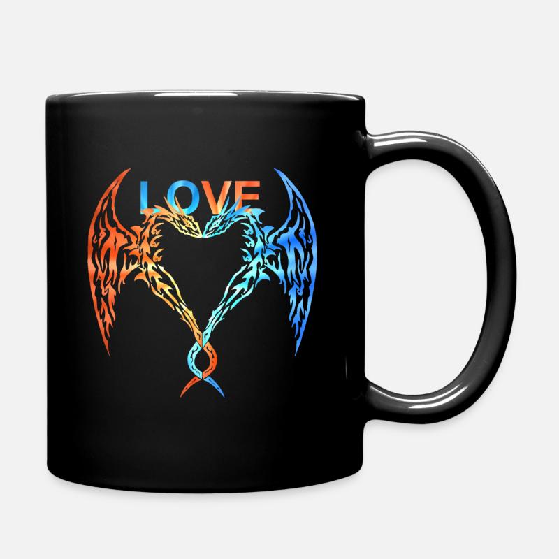 Drachen Liebe Fantasy - Tasse einfarbig - Schwarz