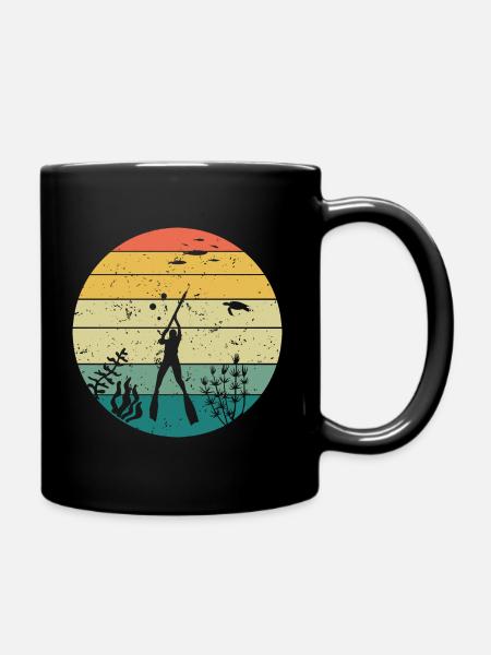 Speerfischen Vintage Tauchen Fischen - Tasse einfarbig - Schwarz
