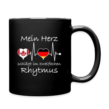Deutschland Kanada Flagge Herzschlag - Tasse einfarbig - Schwarz - Rechts