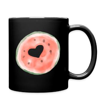 Melone Herz - Tasse einfarbig - Schwarz - Rechts