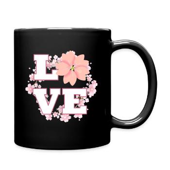 Bague de fleurs de cerisier Love - Mug uni - noir - Droite