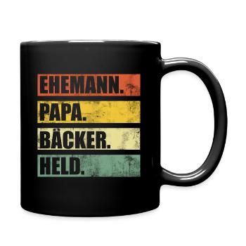 Bäcker Ehemann Papa Held Vintage Vater Vatertag - Tasse einfarbig - Schwarz - Rechts