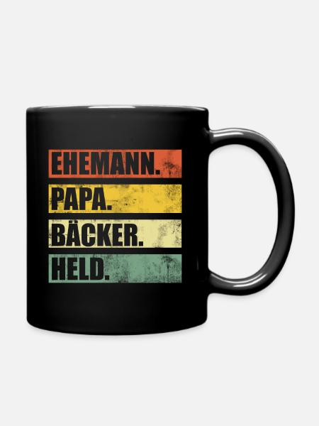 Bäcker Ehemann Papa Held Vintage Vater Vatertag - Tasse einfarbig - Schwarz