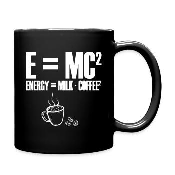 Kaffee Energie Mathe lustig E=MC² - Tasse einfarbig - Schwarz - Rechts