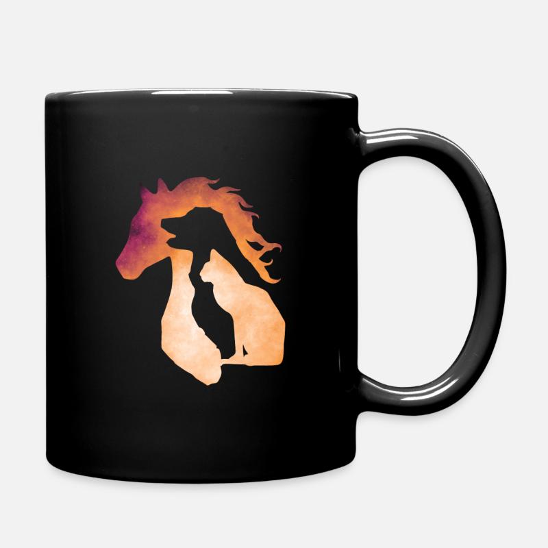 Silhouette chien, chat et cheval - Mug uni - noir