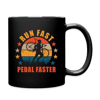 Cyclocross Run Fast Pedal Faster Gravel Cyclist - Full Colour Mug - black - Right