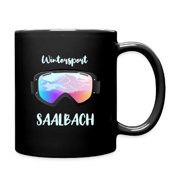 Wintersport Saalbach - Tasse einfarbig - Schwarz - Rechts