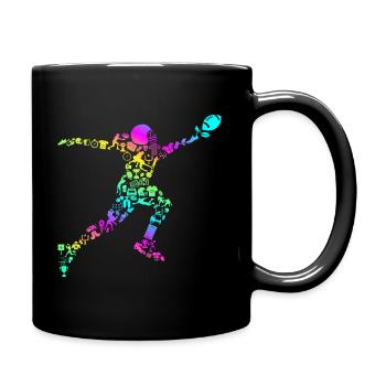 Football Retro Calligram Team Sport Love Football - Full Colour Mug - black - Right
