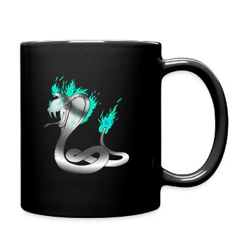 Cobra snake with blue fire and metal effect - Full Colour Mug - black - Right