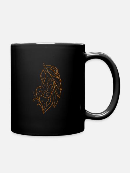 Tête de lion lineart - Mug uni - noir