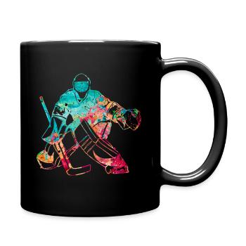 Cooler Eishockey Torwart - Tasse einfarbig - Schwarz - Rechts