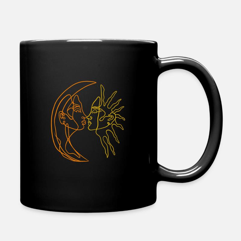 Sonne und Mond lineart - Tasse einfarbig - Schwarz