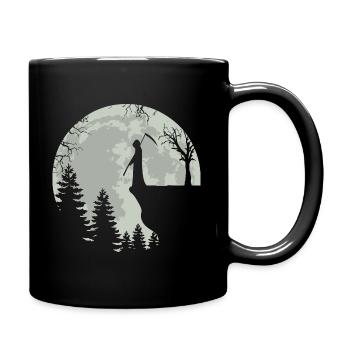 Skeleton Full Moon Grim Reaper - Tasse einfarbig - Schwarz - Rechts