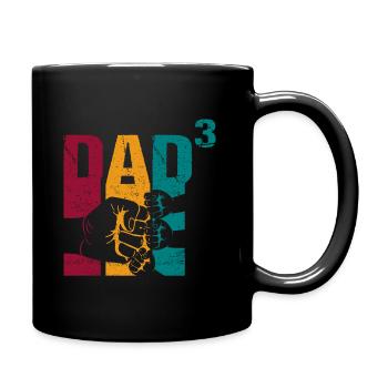 Papa Father of 3 Children Triplets Sons Girls - Full Colour Mug - black - Right