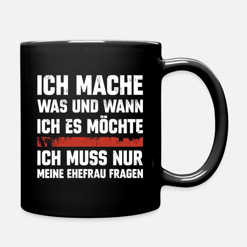 Lustiger Spruch Ehemann Ehefrau Geschenk Hochzeit - Tasse einfarbig - Schwarz