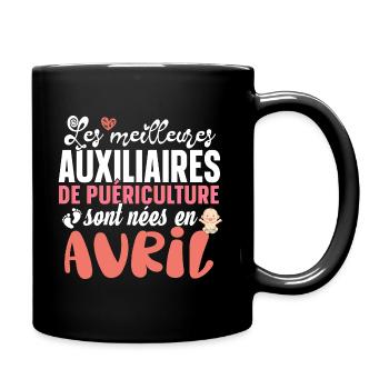 Auxiliaire Puériculture Puéricultrice Avril Métier - Mug uni - noir - Droite