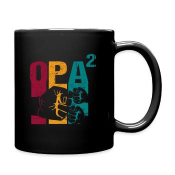 Opa hoch 2 werdender zweifacher zwei Enkel - Tasse einfarbig - Schwarz - Rechts
