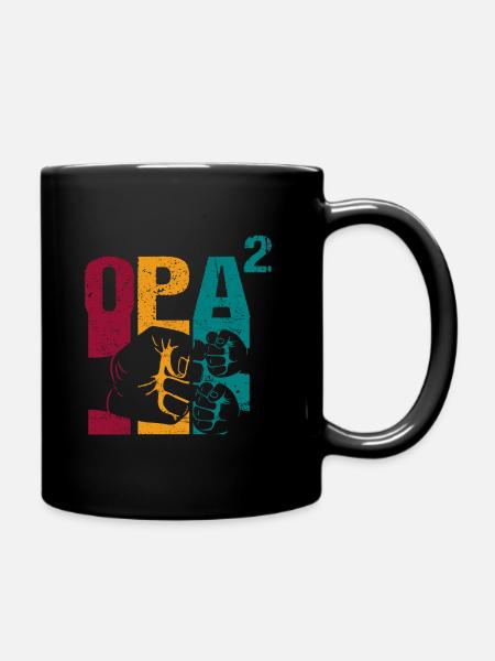 Opa hoch 2 werdender zweifacher zwei Enkel - Tasse einfarbig - Schwarz
