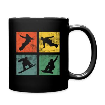 Snowboard Snowboarder Wintersport Vintage - Tasse einfarbig - Schwarz - Rechts