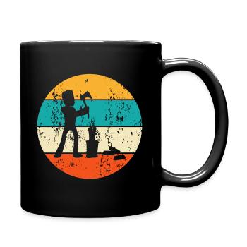 Holzfäller Baumfäller Waldarbeiter - Tasse einfarbig - Schwarz - Rechts
