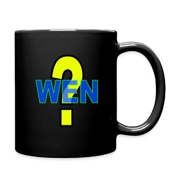 "WHO?" (yellow blue) by Color-Head - Full Colour Mug - black - Right
