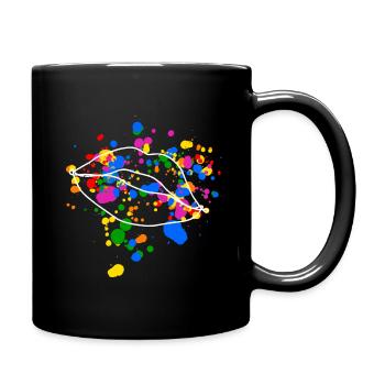 Volle LGBT Pride Lippen mit bunten Farbklecksen - Tasse einfarbig - Schwarz - Rechts