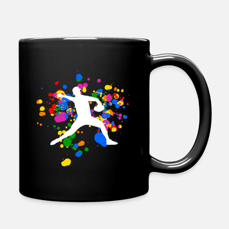 Buntes Baseball Design mit Regenbogenfarben - Tasse einfarbig - Schwarz