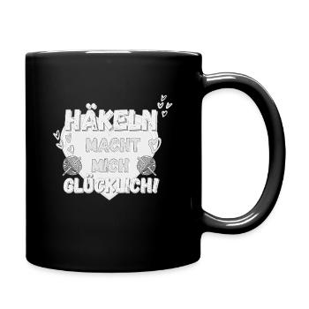 Häkeln macht mich glücklich! grau Herz stone - Tasse einfarbig - Schwarz - Rechts