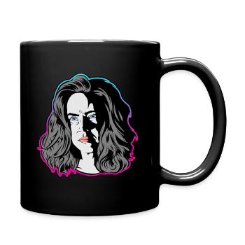Eine Frau wie aus einem noir Film türkis/pink - Tasse einfarbig - Schwarz - Rechts