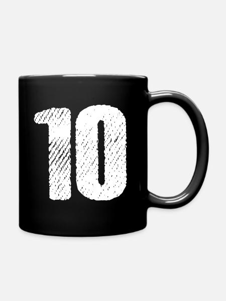 10 Zahl Trikot - Tasse einfarbig - Schwarz
