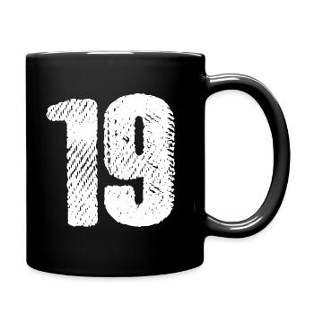 19 Zahl Trikot - Tasse einfarbig - Schwarz - Rechts