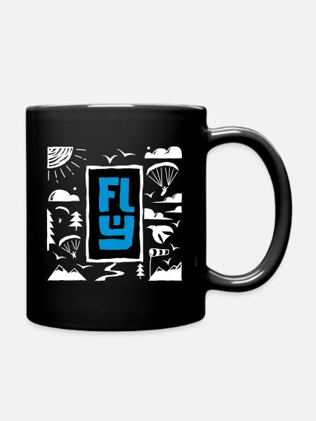 FLY Outdoor Adventure Paragliding Vektor - Tasse einfarbig - Schwarz